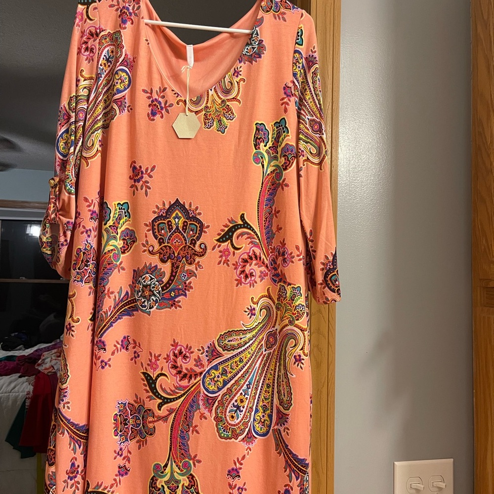 Pinkblush Paisley Print Mini Dress - Orange and Multicolor